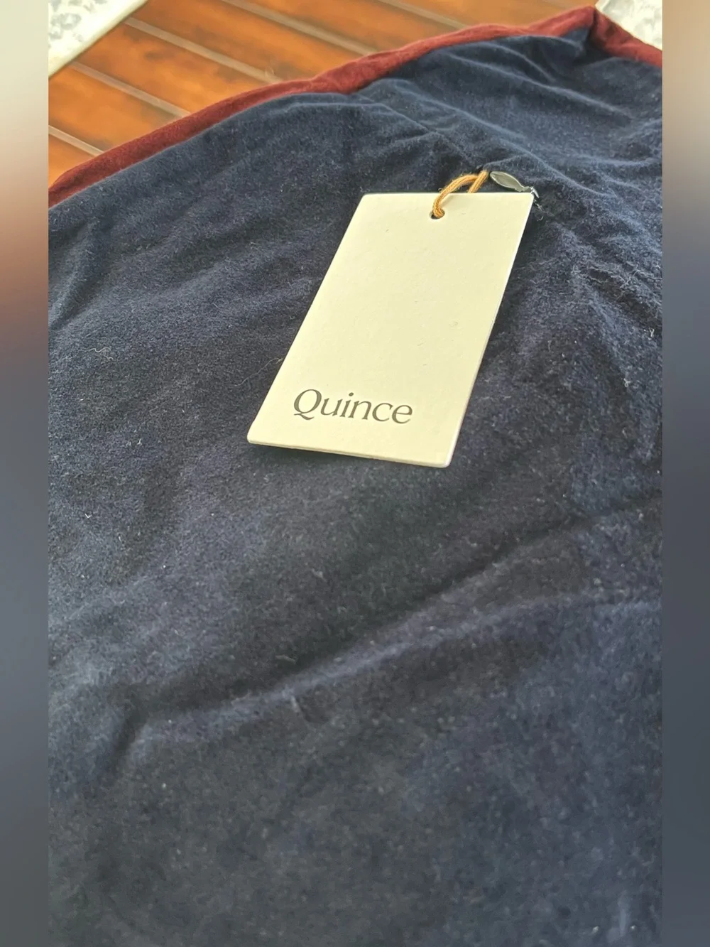 NWT Quince Contrast Velvet Edge Pillow Cover, 12 X 20 (Navy/Bordeaux)